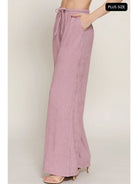 Women's Pink Drawstring Crinkle Long Pants