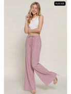 Women's Pink Drawstring Crinkle Long Pants