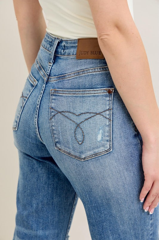 Judy Blue High Waist  Raw Cut Hem Crop Capris