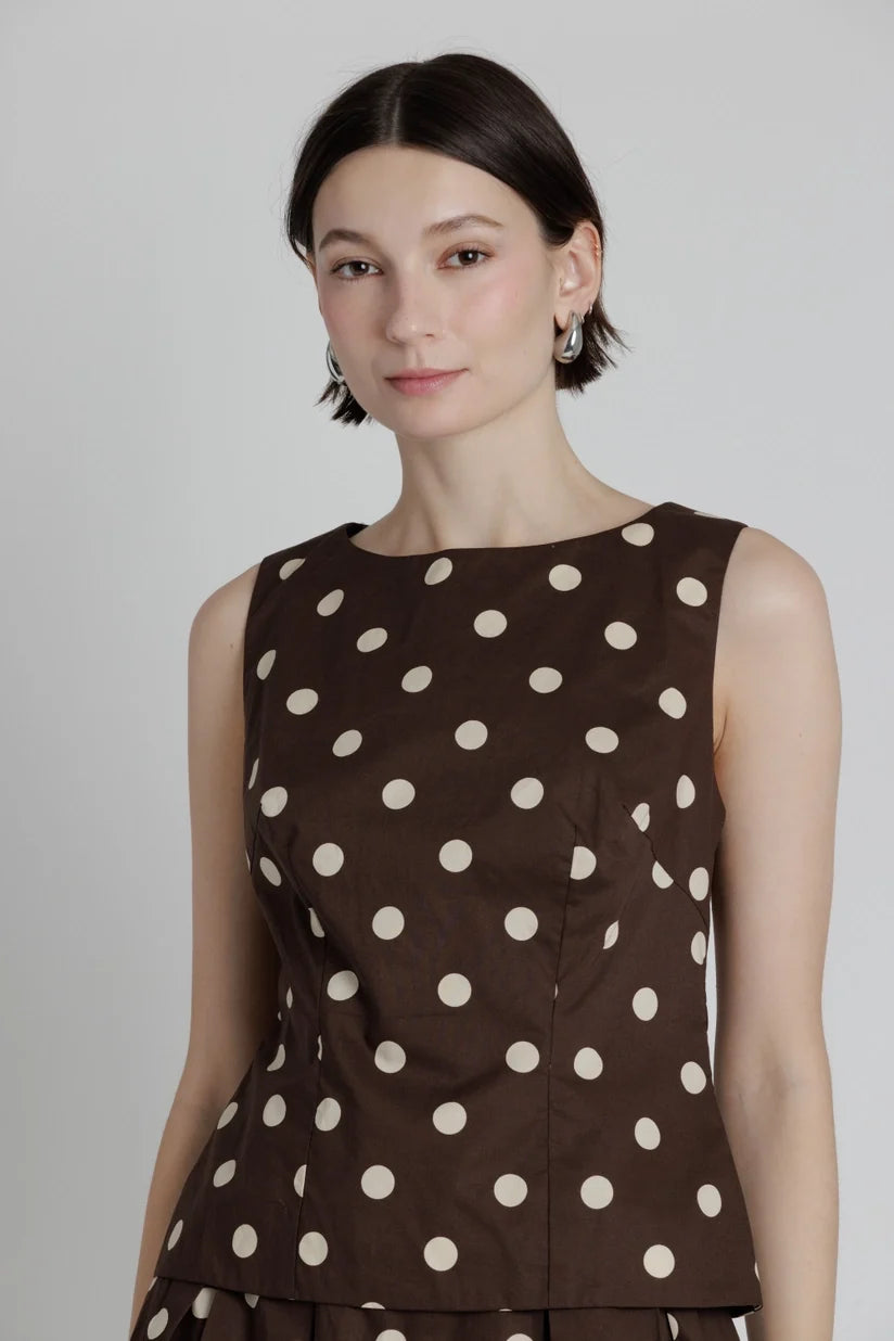 Aureum | Vivienne Polka Dot Sleeveless Top | Sweetest Stitch Boutique