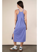 Indigo V-Neck Sleeveless Casual Comfy Midi Dress - Athena's Fashion Boutique