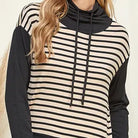 High Neck Long Sleeve Stripe Contrast Dress - Athena's Fashion Boutique
