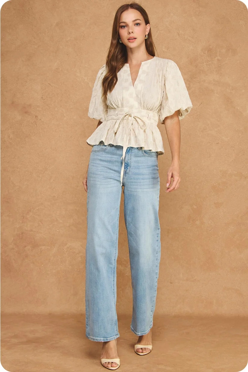 Strut & Bolt | Tracie Puff Sleeve Peplum Top | Sweetest Stitch Boutique
