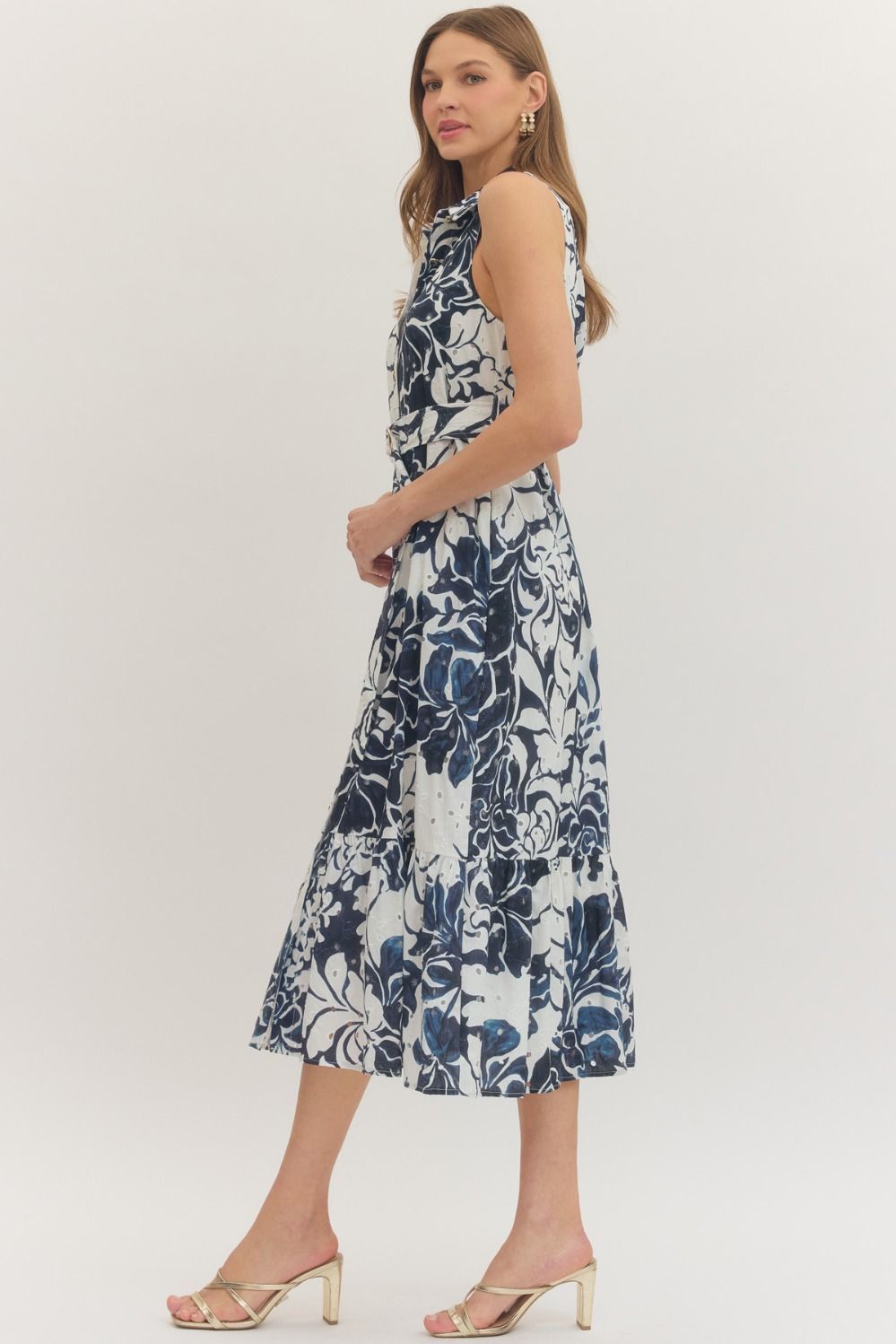 Entro | Marie Floral Sleeveless Midi Dress | Sweetest Stitch Boutique 
