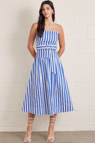 Entro | Paige Striped Strapless Midi Dress | Sweetest Stitch Boutique