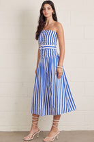 Entro | Paige Striped Strapless Midi Dress | Sweetest Stitch Boutique