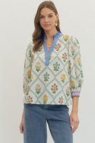 Entro | Bree Floral V-Neck Top | Sweetest Stitch Boutique Richmond