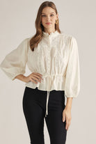 Entro | Pauline Pintuck Top - Cream | Sweetest Stitch Boutique Richmond