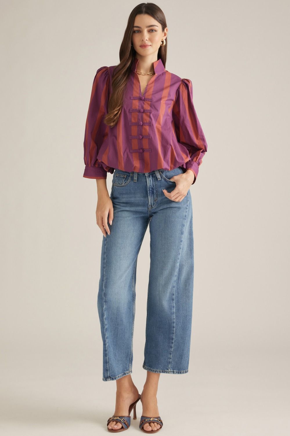 Entro | Carrie Striped Top Plum | Sweetest Stitch Boutique Richmond