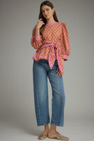 Entro | Becca Tie Front Floral Top - Camel/Pink | Sweetest Stitch Boutique