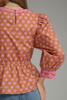 Entro | Becca Tie Front Floral Top - Camel/Pink | Sweetest Stitch Boutique