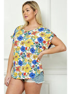 Floral Plus Size Short Sleeve Dolman