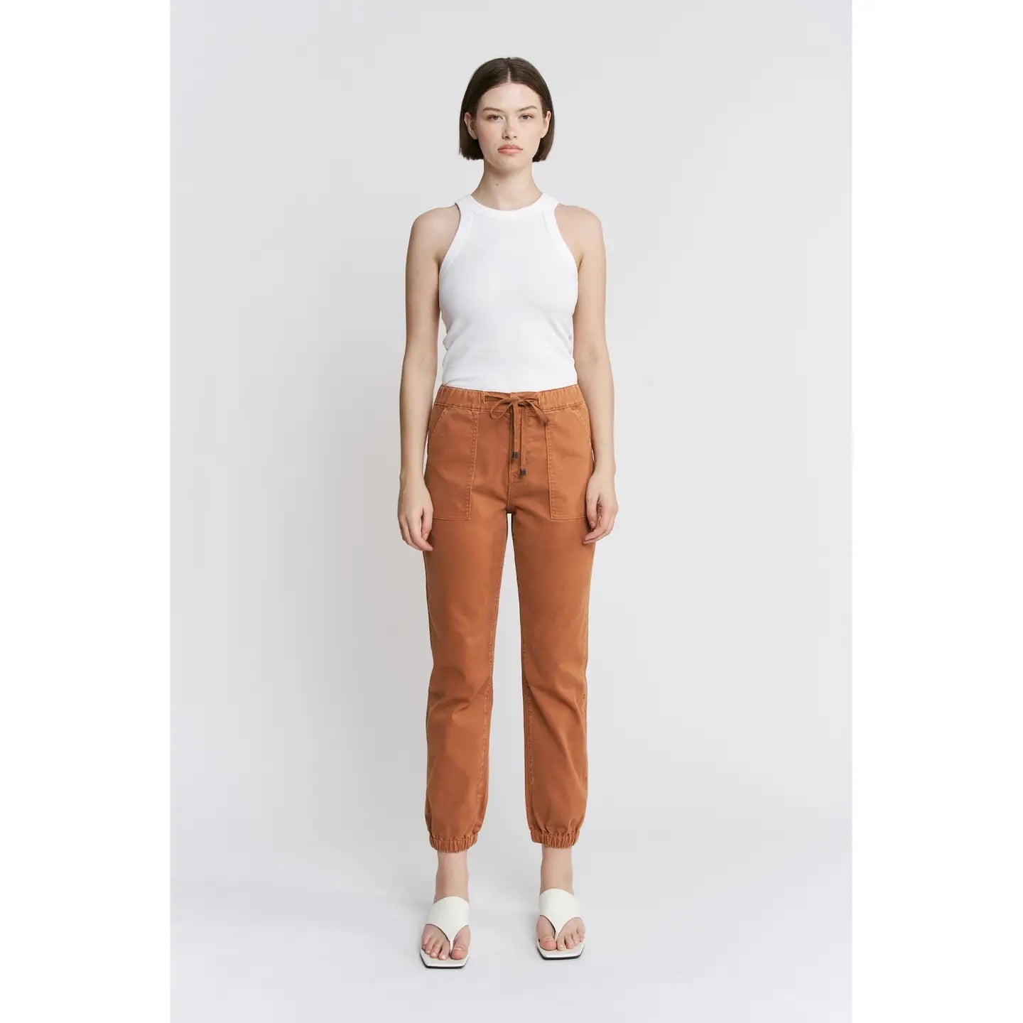 Mica Denim Cinnamon High Rise Crop Joggers Jeans - Athena's Fashion Boutique