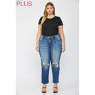 Mica Denim Mid Rise Straight Leg Distressed Jeans