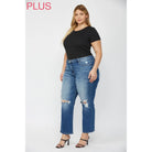 Mica Denim Mid Rise Straight Leg Distressed Jeans