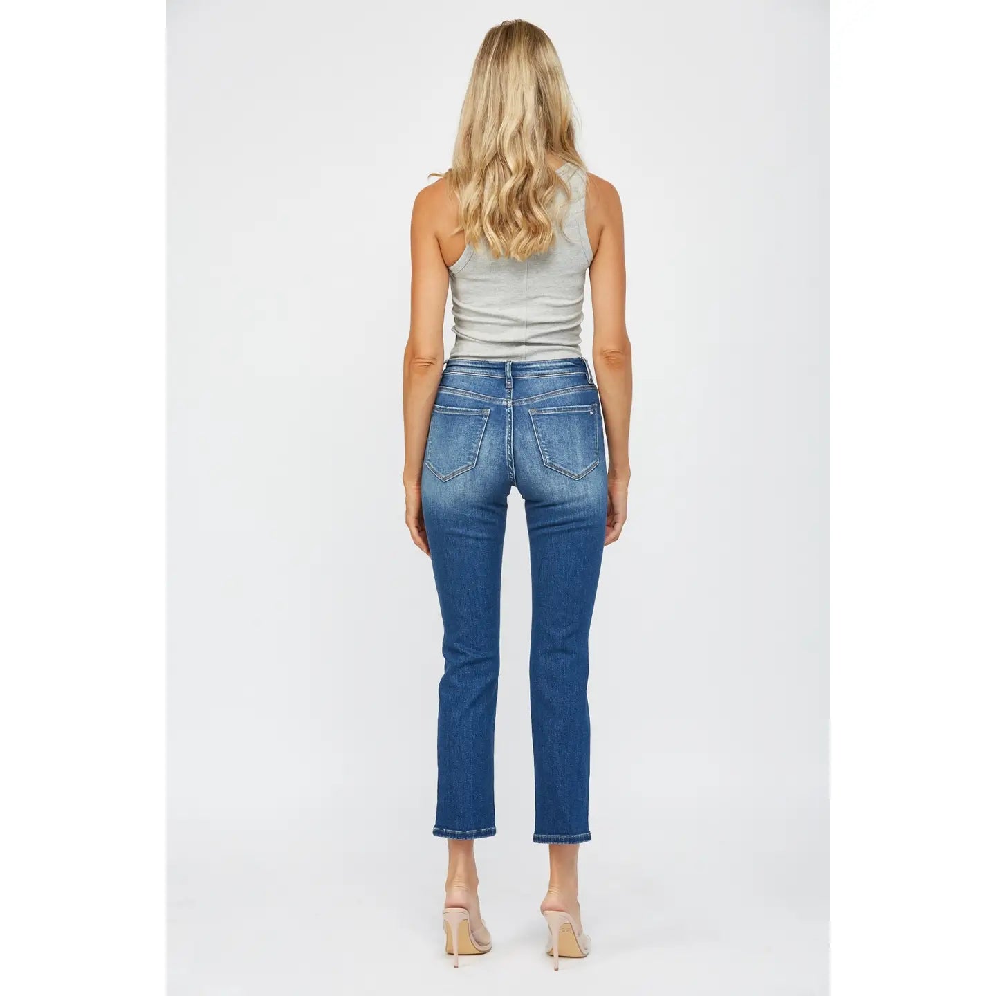 Mica Denim Mid Rise Straight Leg Distressed Jeans