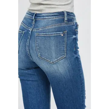 Mica Denim Mid Rise Straight Leg Distressed Jeans