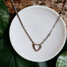 Modern Love Necklace 15 inch Silver Chain with Open Heart