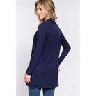 Women's Navy Long Sleeve Front Open Rayon Jersey Long Cardigan