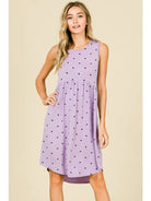 Lavender High Waist Polka Dotted Dress