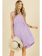 Lavender High Waist Polka Dotted Dress