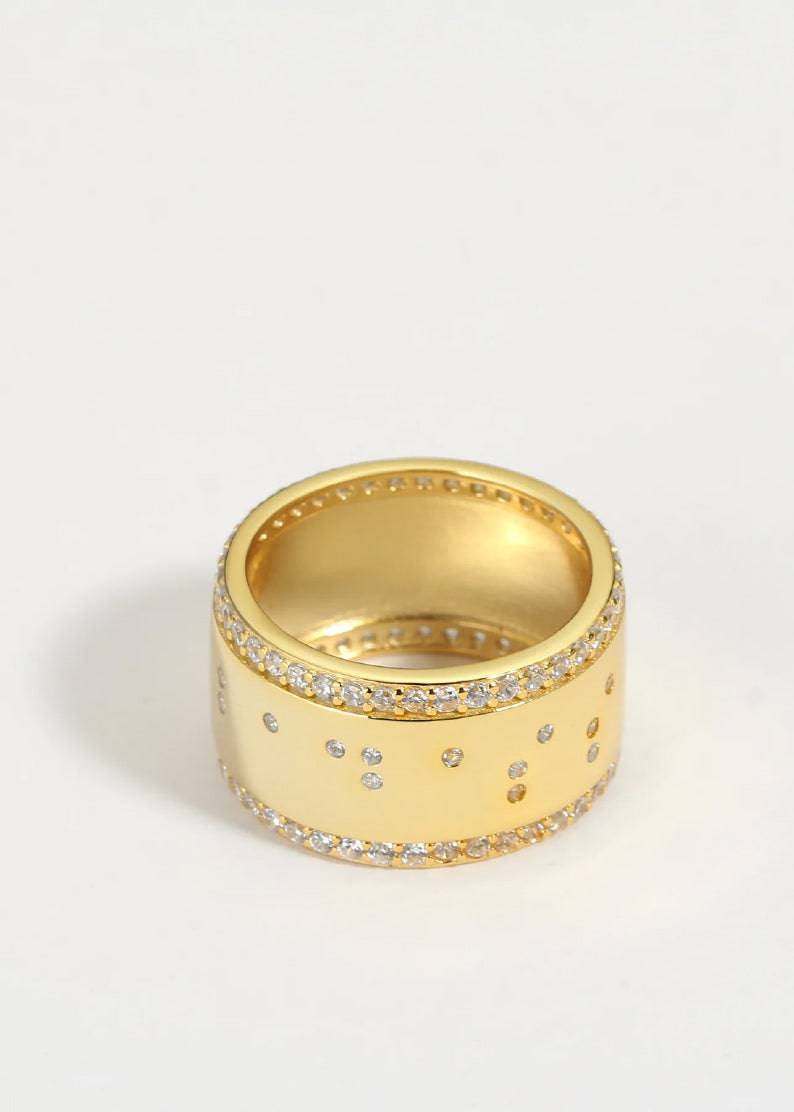 Touchstone Badass Gold Wide Band "Badass" hidden message in Braille Crystals