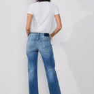 SneakPeek Mid Rise Straight Jeans with Knee Rips - Athena's Fashion Boutique