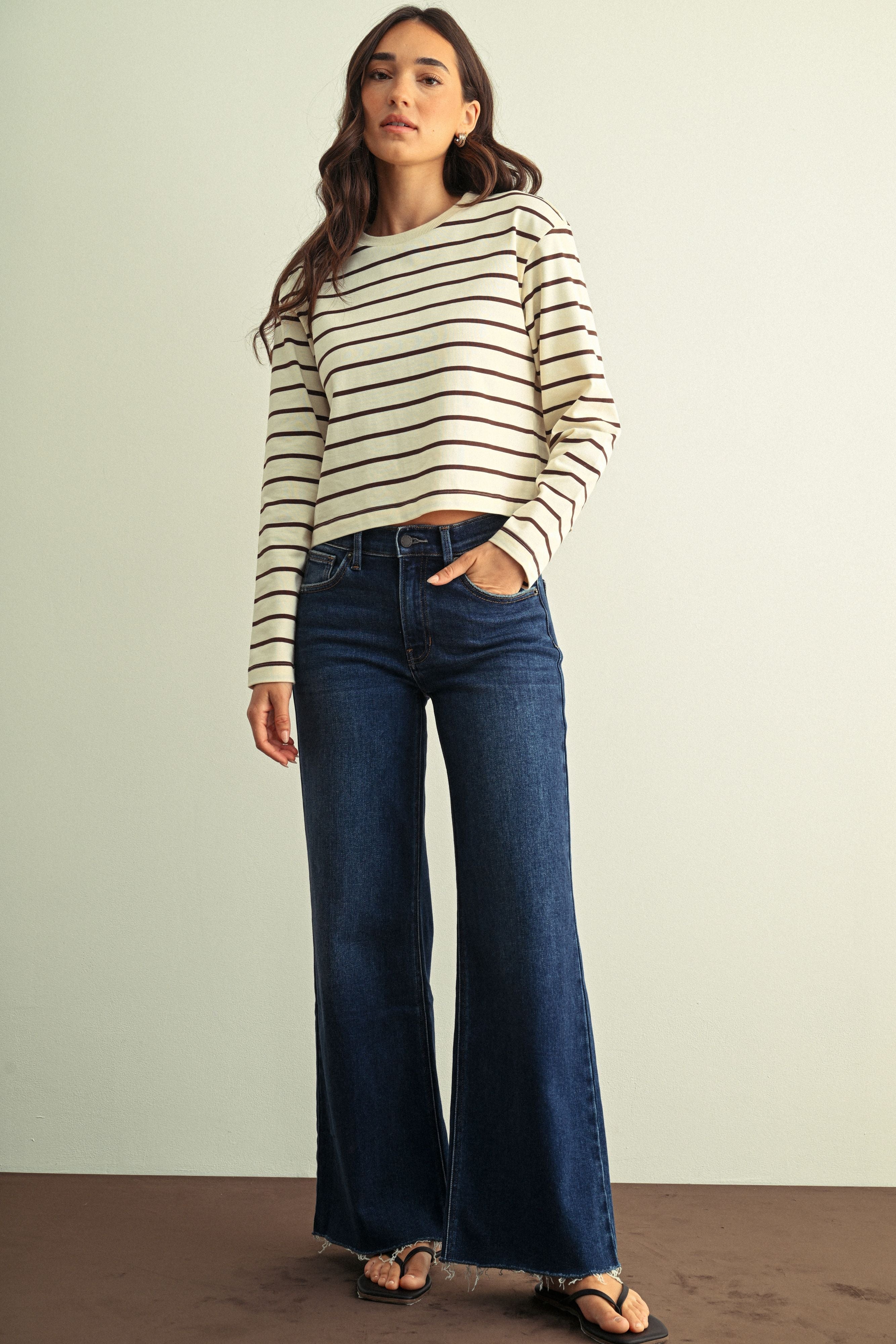 Just Black Denim | Giselle Wide Leg Jeans - Dark | Sweetest Stitch