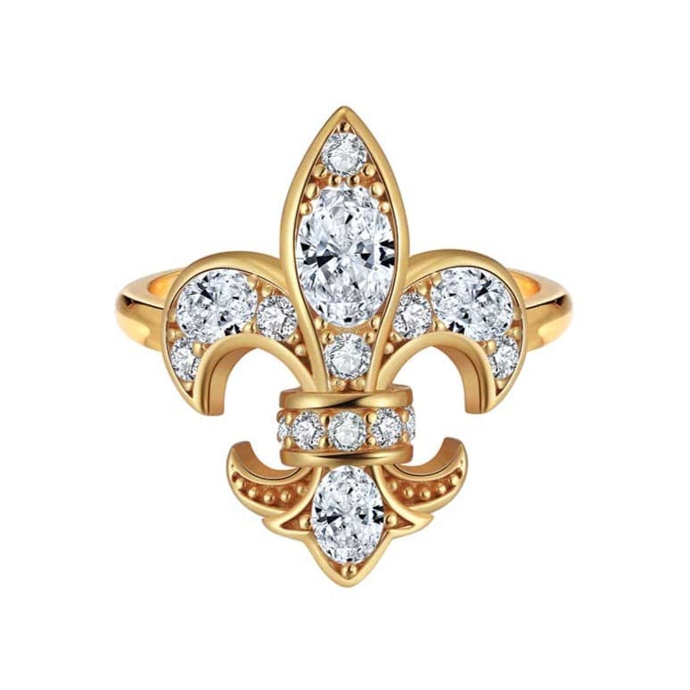 Saints and Saviors Fleur Deni Gold Ring Fleur de Lis with Diamonds