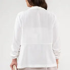Off White 3/4 Rouched Sleeve Blazer