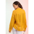 Yellow Lace Crochet Button Down Sheer Blouse